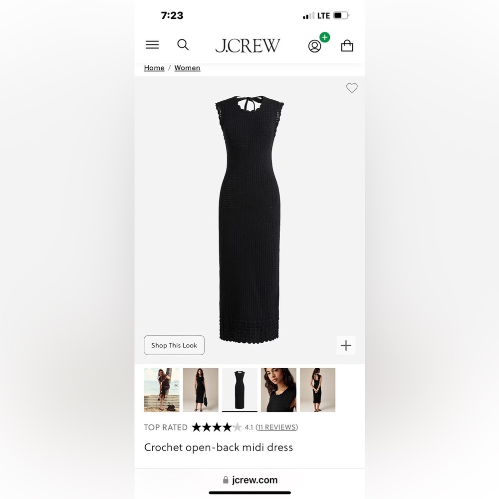 Black crochet open back midi dress